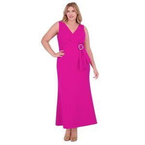 NWT Eliza J Plus Size Sleeveless V-Neck Mermaid Gown Dress Berry Purple Pink 18W